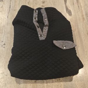 Black Quilted Pullover with Gray Accents